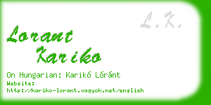 lorant kariko business card