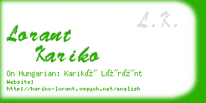 lorant kariko business card